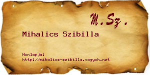 Mihalics Szibilla névjegykártya